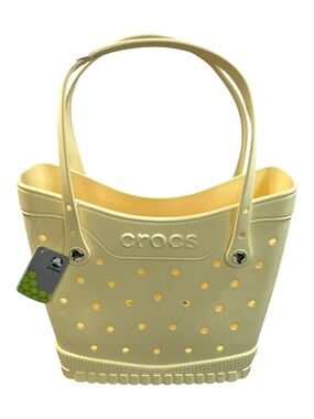 Crocs Classic Medium Tote Butter Cream Beach Pool Baseball Mom Everyday Bag NEW